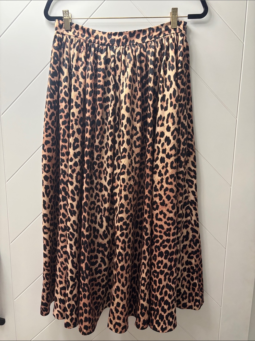 H&M Leopard Print Midi Skirt in Tan and Black